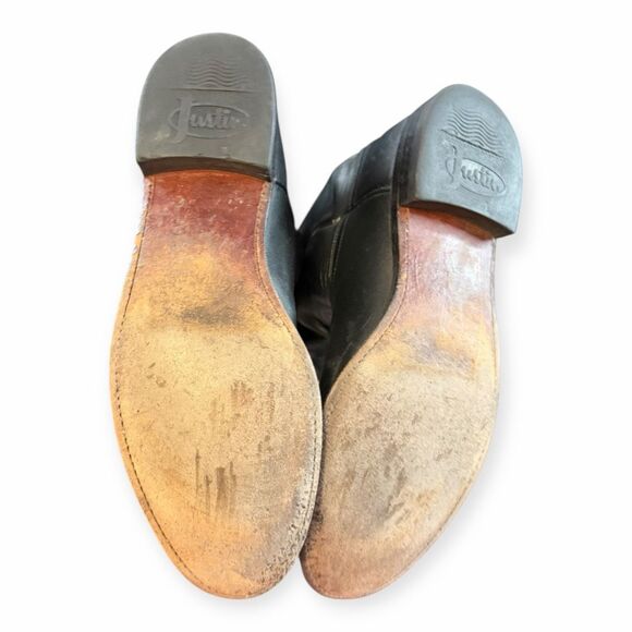 JUSTIN Men’s Black Leather Roper Western Boots Size 8.5 B - Picture 6 of 7